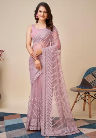 Picture of Grand Net Plum Saree