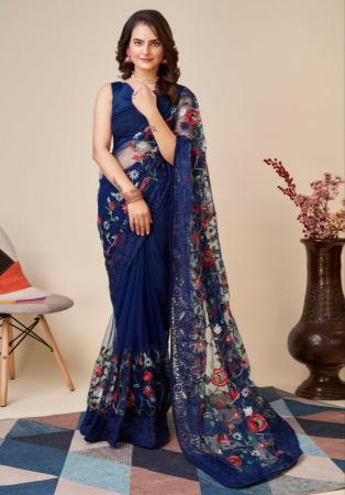 Picture of Lovely Net Midnight Blue Saree