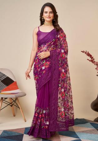 Picture of Classy Net Purple Saree