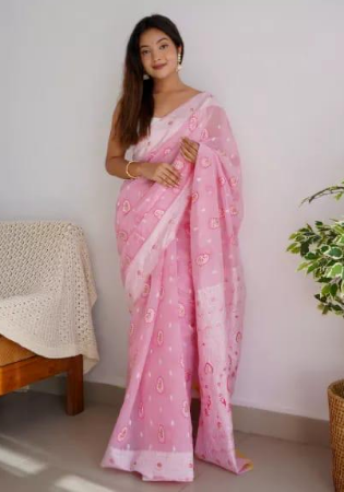 Picture of Pleasing Cotton Pale Violet Red Saree