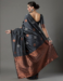 Picture of Excellent Silk Dark Slate Grey Saree