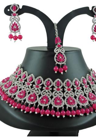 Picture of Lovely Deep Pink Necklace Set