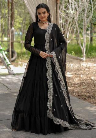 Picture of Enticing Georgette Black Readymade Gown