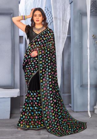 Picture of Amazing Georgette Black Saree