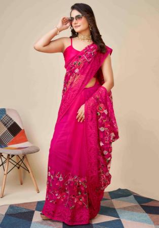 Picture of Sightly Net Deep Pink Saree