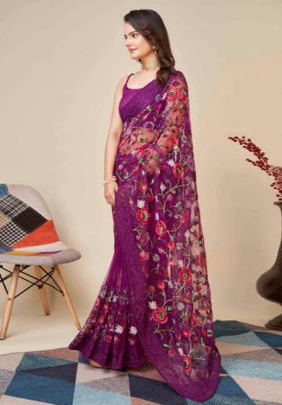 Picture of Appealing Net Medium Purple Saree