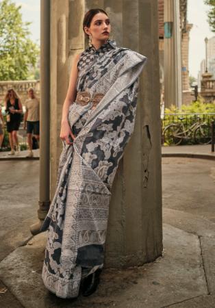 Picture of Magnificent Organza Dim Gray Saree