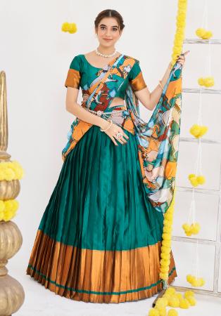 Picture of Graceful Georgette Dark Green Lehenga Choli