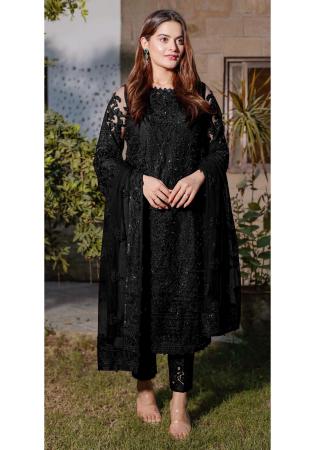 Picture of Exquisite Georgette Black Straight Cut Salwar Kameez