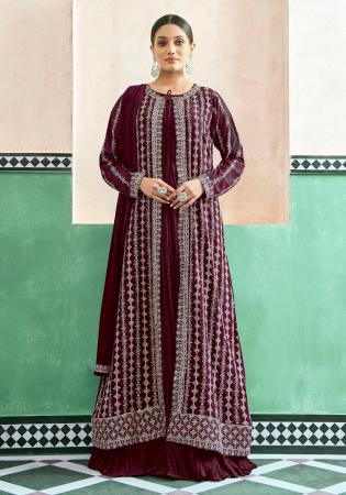 Picture of Wonderful Georgette Maroon Readymade Salwar Kameez