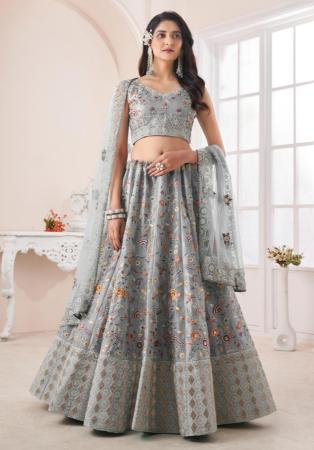 Picture of Bewitching Silk Dark Grey Lehenga Choli