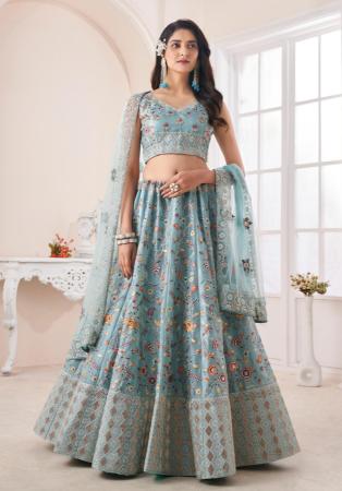 Picture of Fascinating Silk Dark Sea Green Lehenga Choli