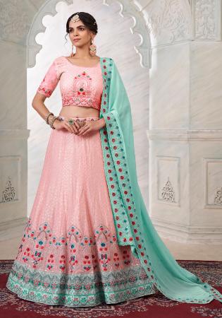 Picture of Bewitching Silk Pale Violet Red Lehenga Choli