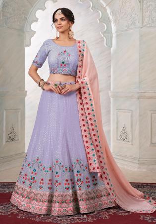 Picture of Resplendent Silk Light Steel Blue Lehenga Choli