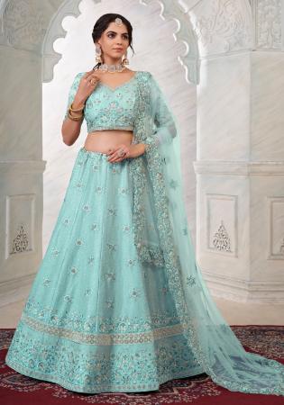 Picture of Good Looking Silk Medium Spring Green Lehenga Choli