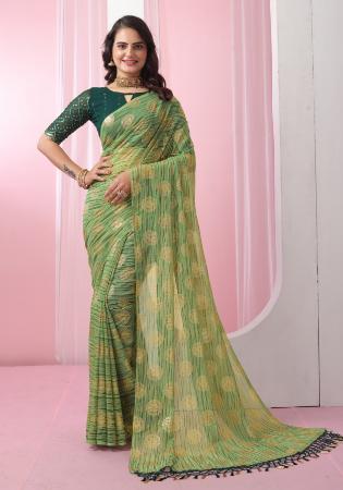 Picture of Enticing Georgette Dark Sea Green Saree