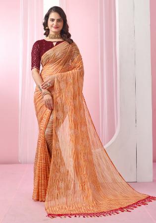 Picture of Enticing Georgette Chocolate Saree