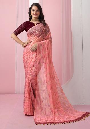 Picture of Splendid Georgette Light Coral Saree