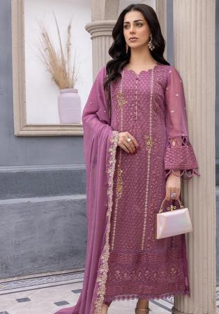 Picture of Ideal Georgette Orchid Straight Cut Salwar Kameez