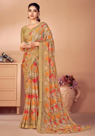 Picture of Exquisite Chiffon Dark Khaki Saree