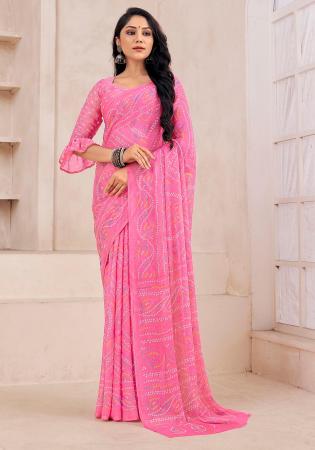 Picture of Magnificent Chiffon Hot Pink Saree