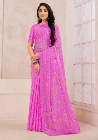 Picture of Stunning Chiffon Pink Saree