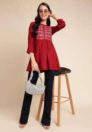 Picture of Sublime Rayon Fire Brick Kurtis & Tunic