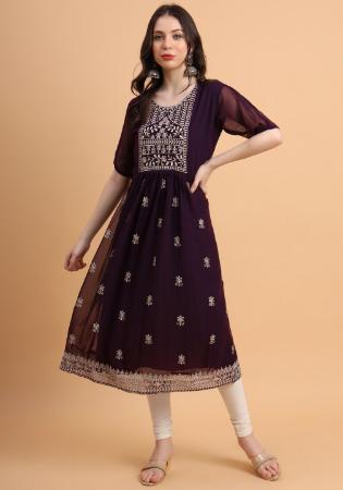 Picture of Resplendent Georgette Dark Slate Grey Kurtis & Tunic