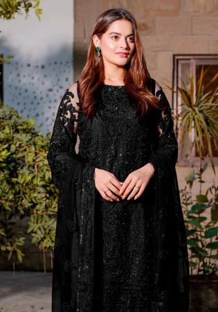 Picture of Fascinating Georgette Black Straight Cut Salwar Kameez