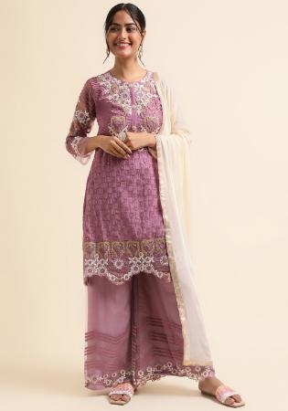 Picture of Sightly Georgette Plum & Straight Cut Salwar Kameez