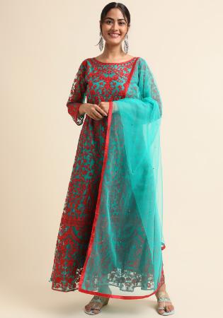 Picture of Pretty Net Green Anarkali Salwar Kameez