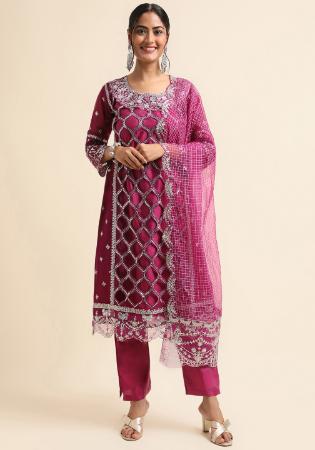 Picture of Beauteous Georgette Brown Straight Cut Salwar Kameez