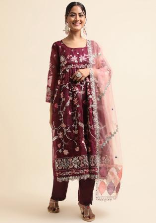 Picture of Beauteous Georgette Brown Straight Cut Salwar Kameez