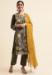 Picture of Georgette Dark Olive Green Straight Cut Salwar Kameez