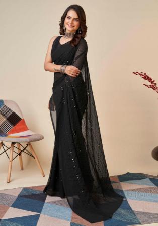 Picture of Shapely Georgette Black Saree