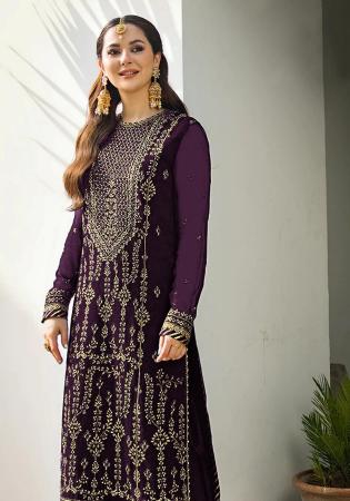 Picture of Georgette Dark Olive Green Straight Cut Salwar Kameez