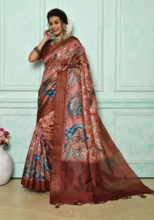 Picture of Fascinating Silk Rosy Brown Saree