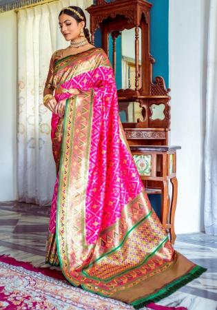 Picture of Beautiful Silk Hot Pink Saree