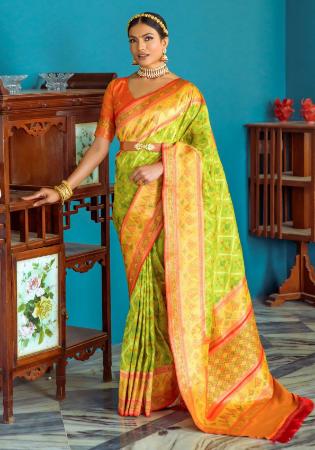 Picture of Alluring Silk Yellow Green Saree