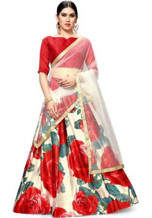 Picture of Beauteous Satin Crimson Lehenga Choli