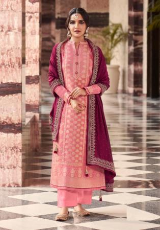 Picture of Georgette Light Coral Straight Cut Salwar Kameez