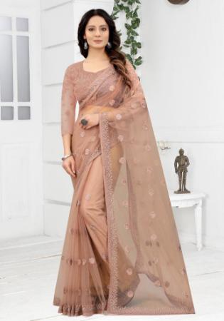 Picture of Bewitching Net Rosy Brown Saree