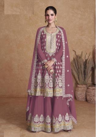 Picture of Sublime Georgette Plum Straight Cut Salwar Kameez