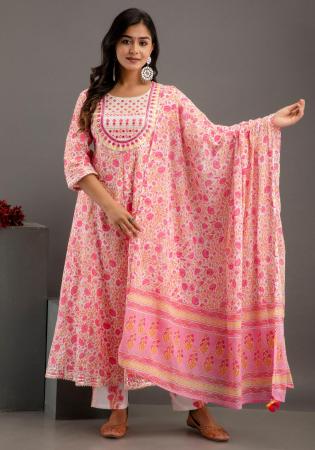 Picture of Rayon & Cotton Pink Readymade Salwar Kameez