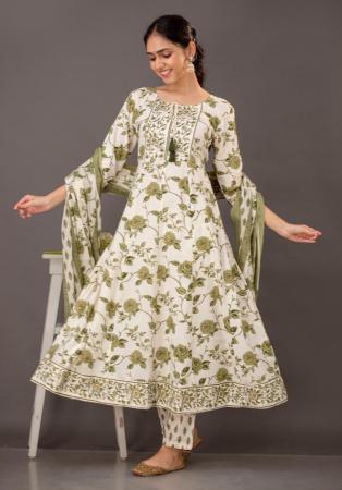 Picture of Rayon & Cotton Medium Spring Green Readymade Salwar Kameez