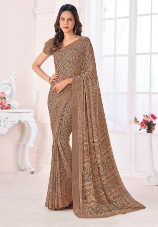 Picture of Classy Georgette Rosy Brown Saree