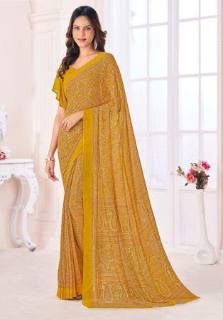 Picture of Good Looking Georgette Burly Wood Saree