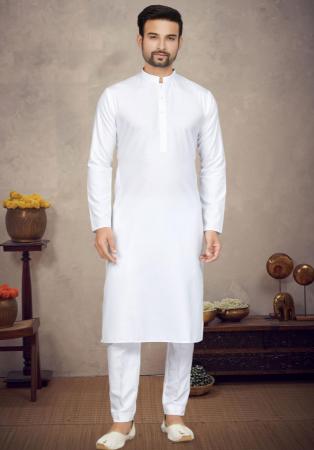 Picture of Elegant Cotton & Silk White Kurtas