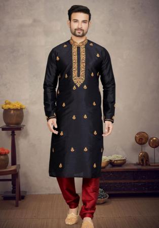 Picture of Lovely Cotton & Silk Black Kurtas