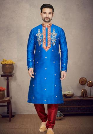 Picture of Good Looking Cotton & Silk Dodger Blue Kurtas